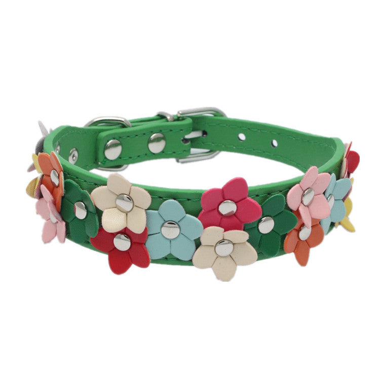 Double Row Flower Dog Collar