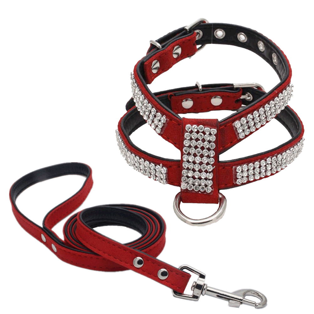 Shiny Rhinestone Chest Leash Dog Harness