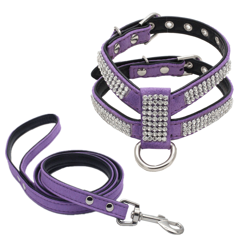 Shiny Rhinestone Chest Leash Dog Harness