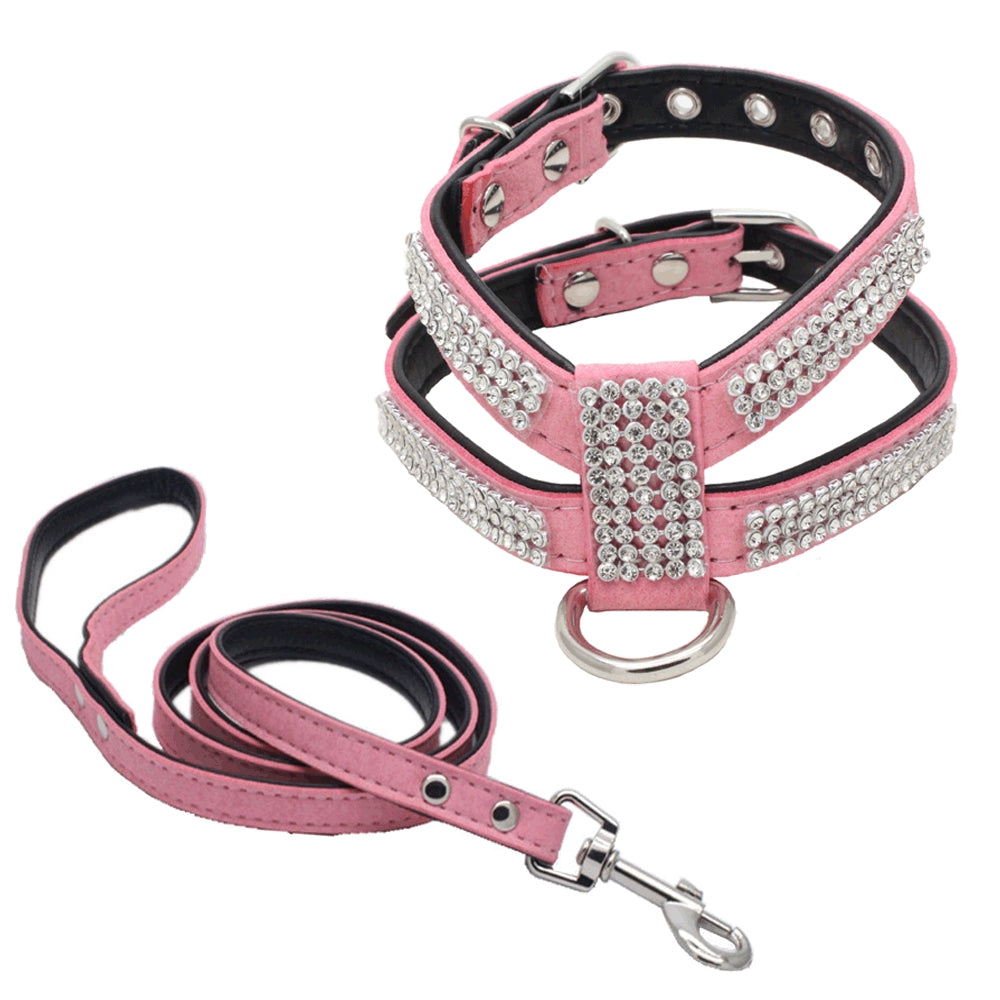 Shiny Rhinestone Chest Leash Dog Harness