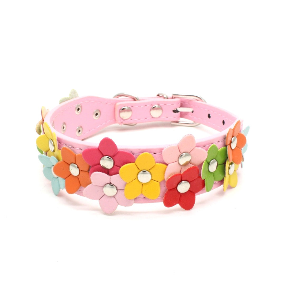 Double Row Flower Dog Collar