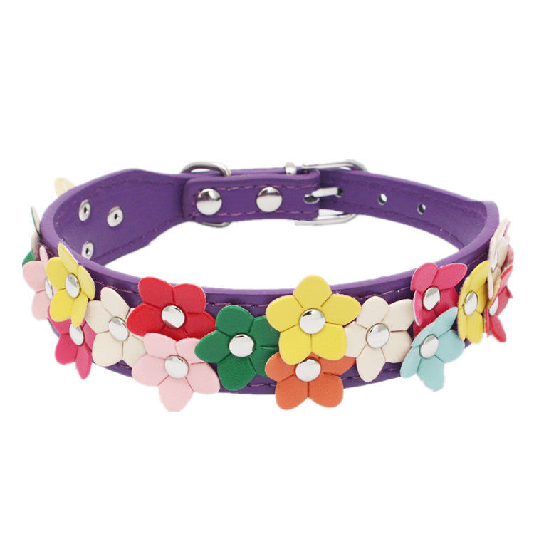 Double Row Flower Dog Collar