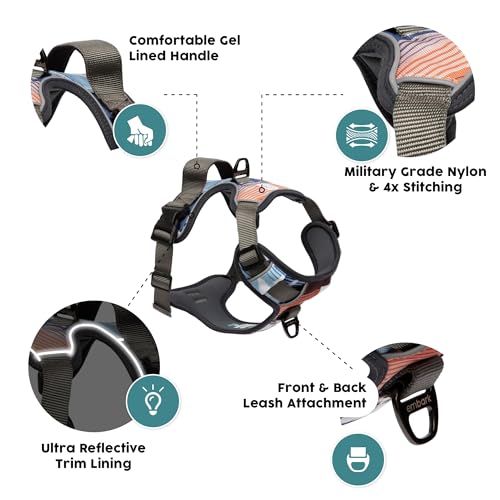 Embark Urban Dog Harness, No-Pull Reflective Trim Dog Harness for Small, Medium & Large Dogs - Heavy Duty Oxford, 2 Leash Clips & Gel Lined Handle.