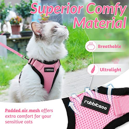 rabbitgoo Cat Harness and Leash for Walking, Escape Proof Soft Adjustable Vest