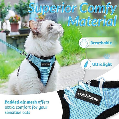 rabbitgoo Cat Harness and Leash for Walking, Escape Proof Soft Adjustable Vest