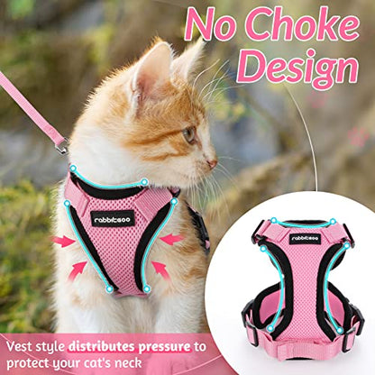 rabbitgoo Cat Harness and Leash for Walking, Escape Proof Soft Adjustable Vest