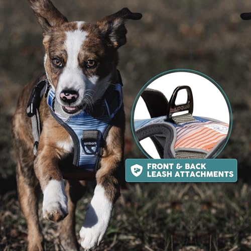 Embark Urban Dog Harness, No-Pull Reflective Trim Dog Harness for Small, Medium & Large Dogs - Heavy Duty Oxford, 2 Leash Clips & Gel Lined Handle.