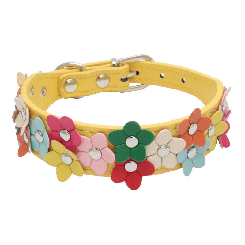 Double Row Flower Dog Collar