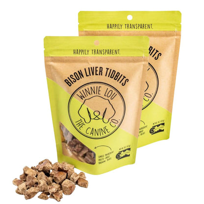 Winnie Lou Freeze Dried Bison Liver Tidbits - Single Ingredient, Human-Grade