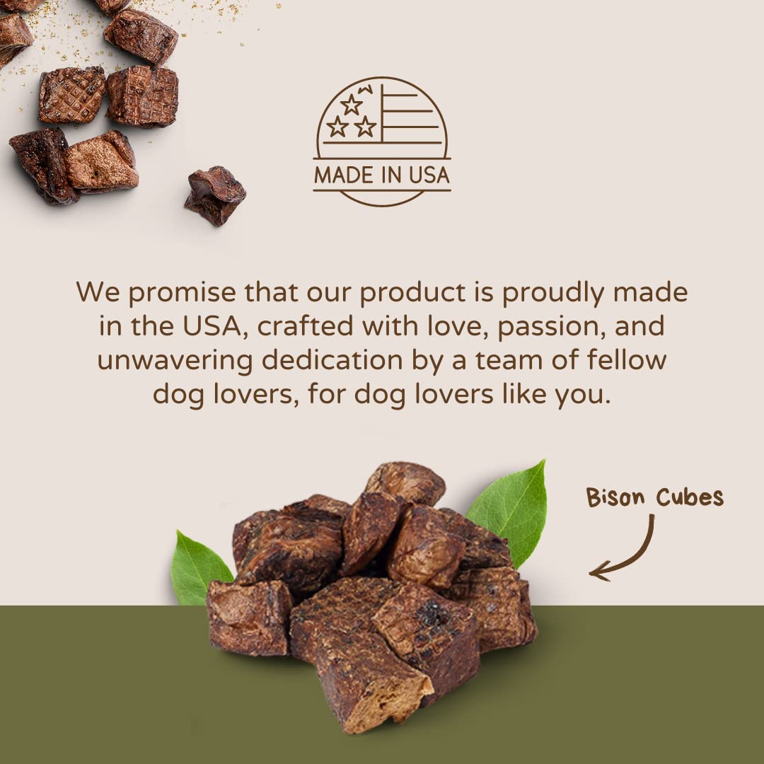 Bison Cubes: Pure Bison Dog Treats - All Natural Treats for Dogs. Vet Approved, Single Ingredient.