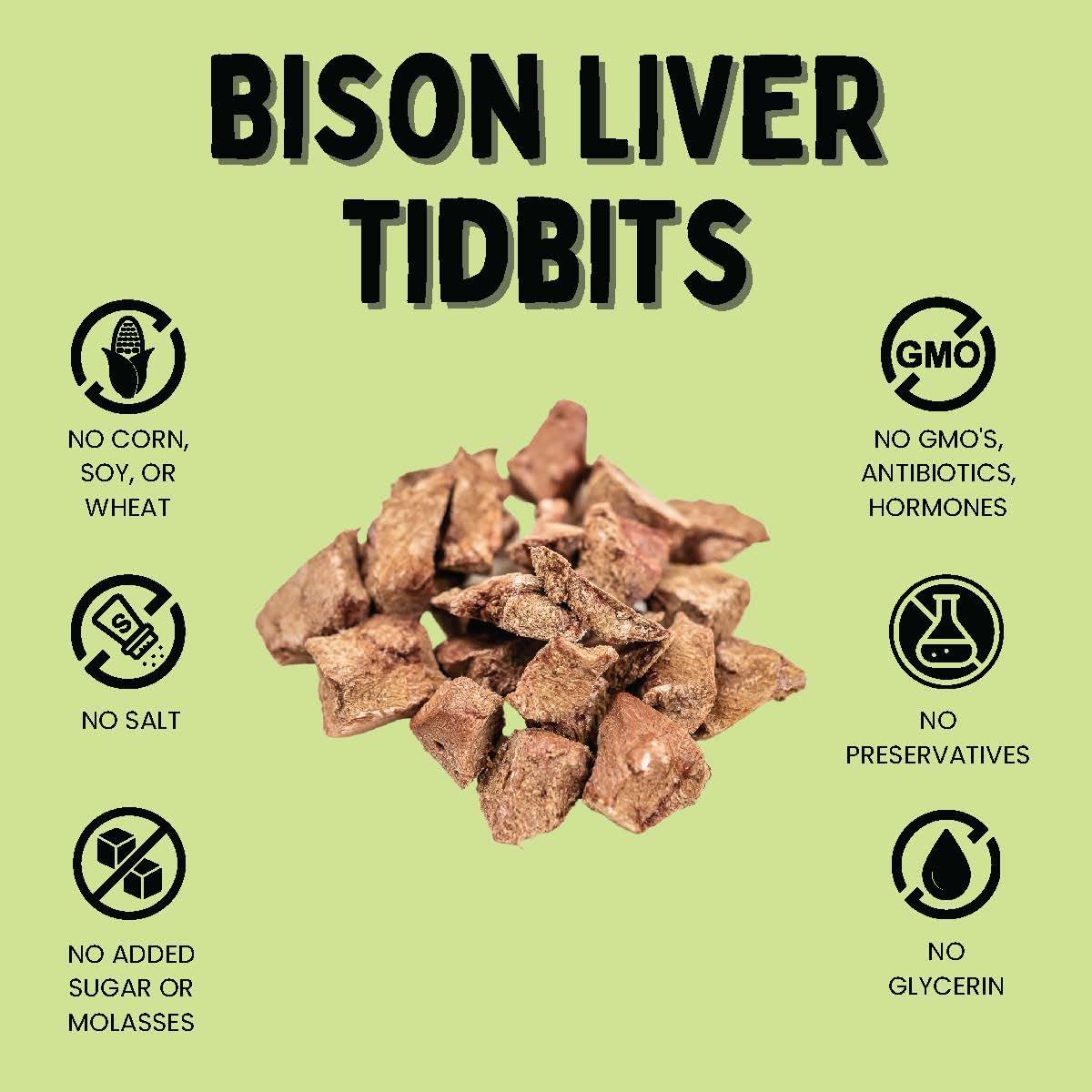 Winnie Lou Freeze Dried Bison Liver Tidbits - Single Ingredient, Human-Grade