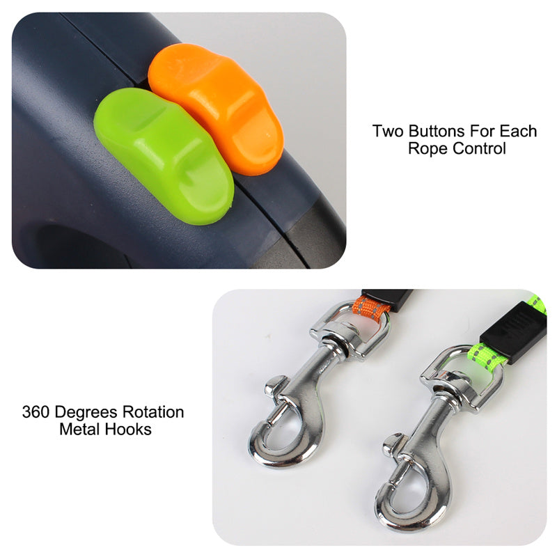 Retractable Double Dogs Walking Leash