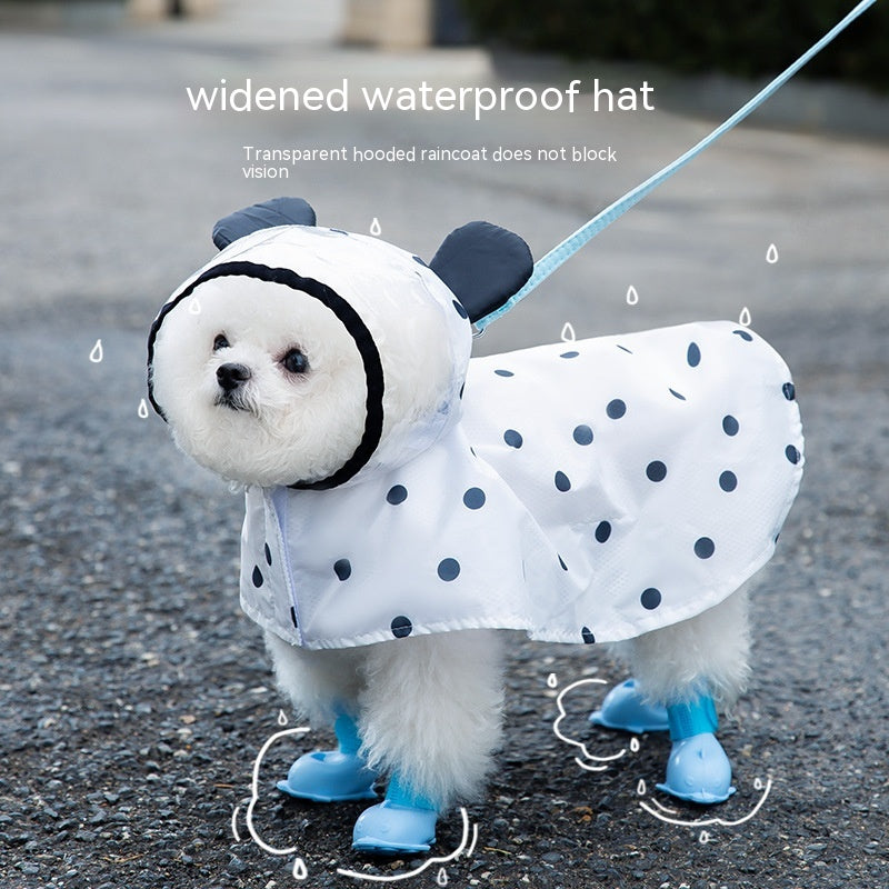 Polka Dot Bear Dog Poncho Rainproof Jacket