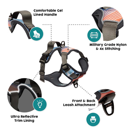 Embark Urban Dog Harness, No-Pull Reflective Trim Dog Harness for Small, Medium & Large Dogs - Heavy Duty Oxford, 2 Leash Clips & Gel Lined Handle.