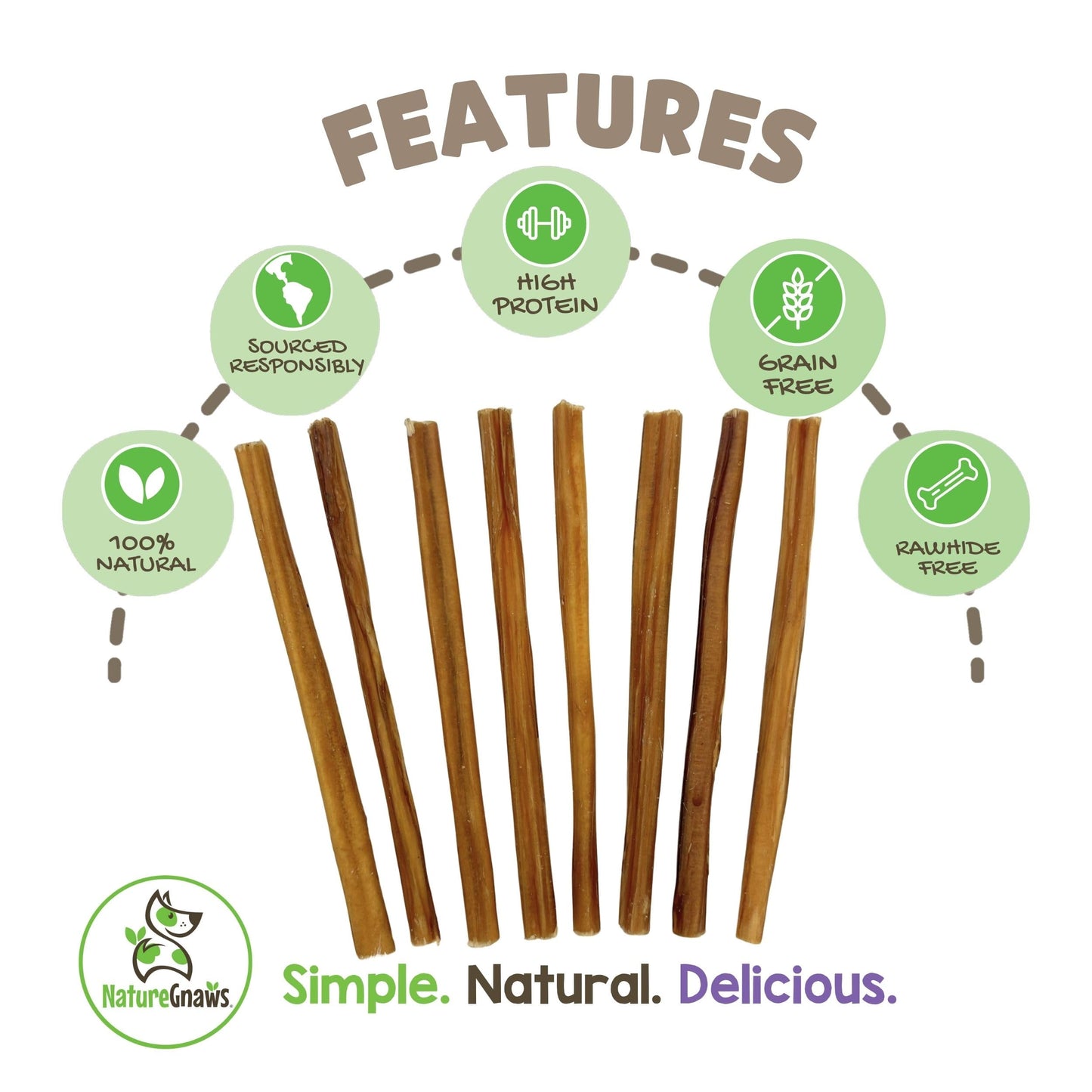 Nature Gnaws Extra Thin Bully Sticks for Small Dogs 5-6" (10 Count) - Long Lasting for Light Chewers and Puppies