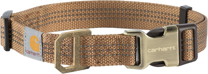 Carhartt Fully Adjustable Nylon Webbing Collars for Dogs, Reflective Stitching for Visibility, Carhartt Brown