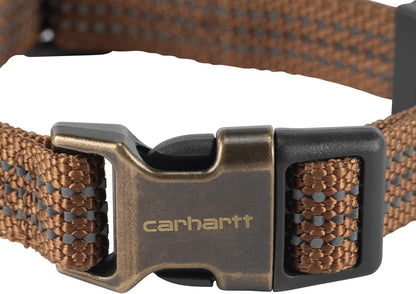 Carhartt Fully Adjustable Nylon Webbing Collars for Dogs, Reflective Stitching for Visibility, Carhartt Brown