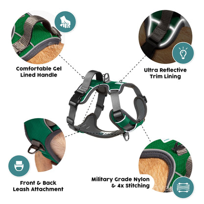 Embark Urban Dog Harness, No-Pull Reflective Trim Dog Harness for Small, Medium & Large Dogs - Heavy Duty Oxford, 2 Leash Clips & Gel Lined Handle.