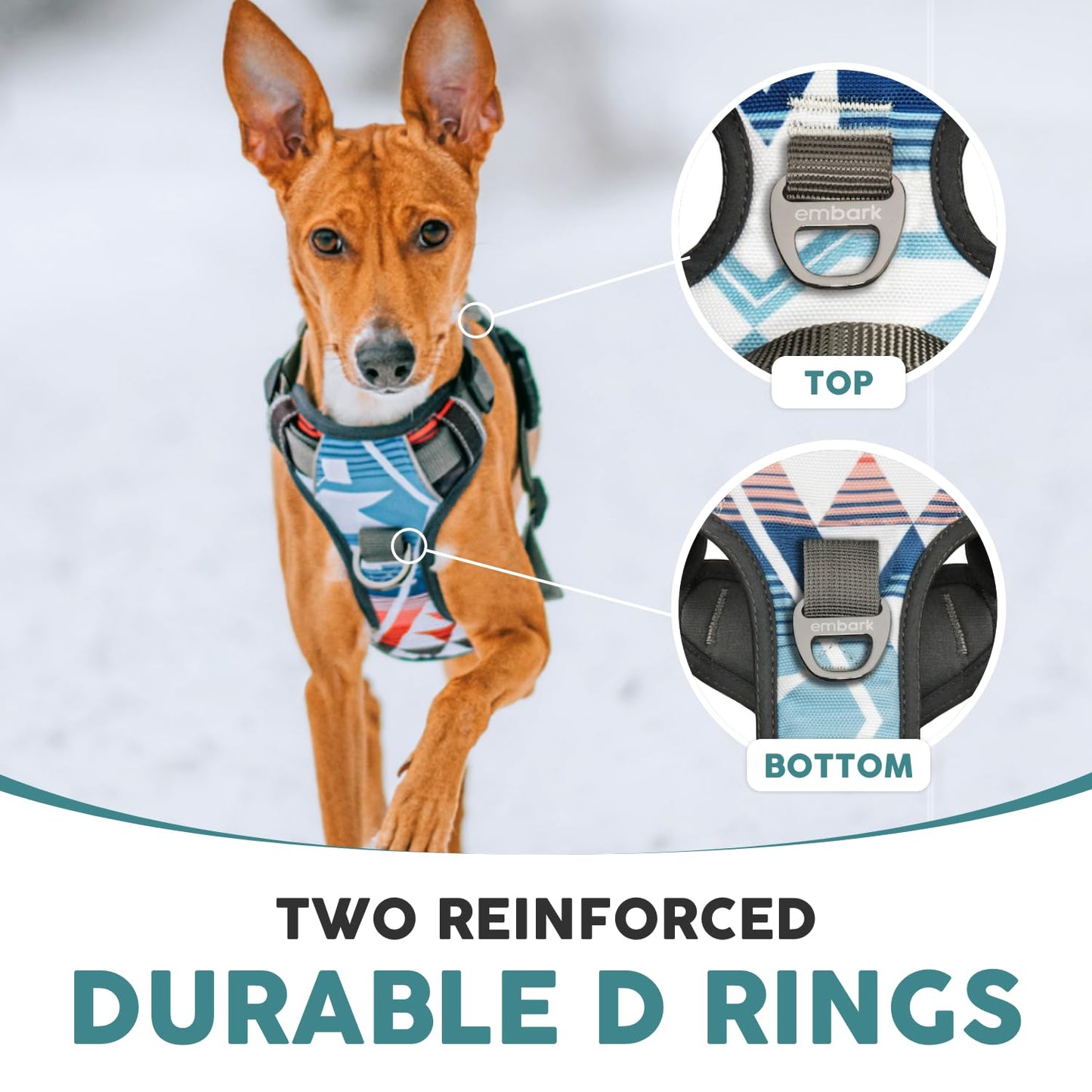 Embark Urban Dog Harness, No-Pull Reflective Trim Dog Harness for Small, Medium & Large Dogs - Heavy Duty Oxford, 2 Leash Clips & Gel Lined Handle.