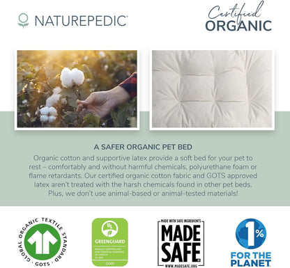 Naturepedic Organic Small Pet Bed - Super Plush Dog & Cat Beds - Ultra Supportive Dog Bed Mat - Ideal Pet Bed with No Polyurethane Foam - 23" x 17" x 3"