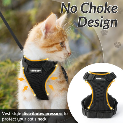 rabbitgoo Cat Harness and Leash for Walking, Escape Proof Soft Adjustable Vest