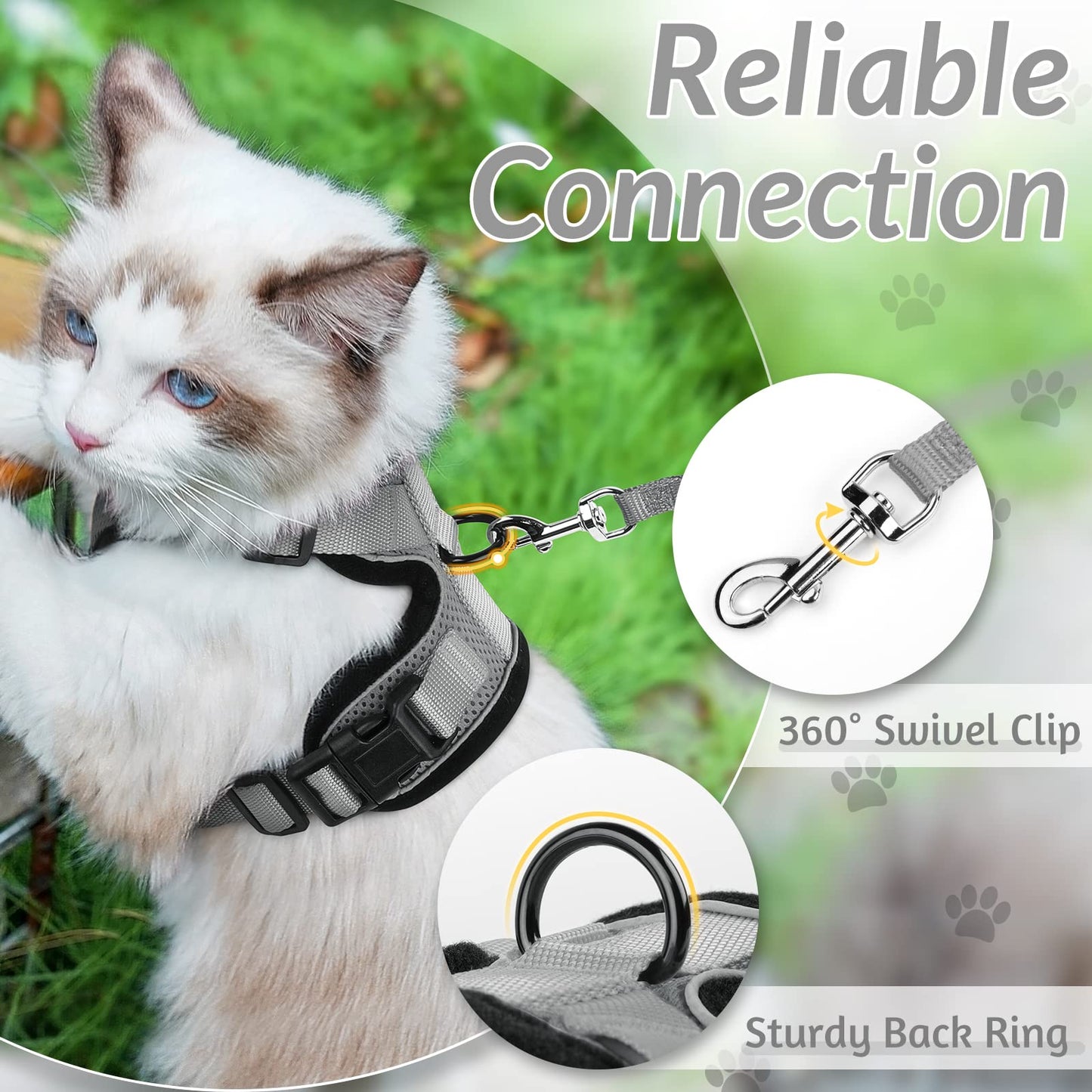 rabbitgoo Cat Harness and Leash for Walking, Escape Proof Soft Adjustable Vest