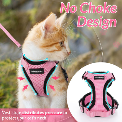 rabbitgoo Cat Harness and Leash for Walking, Escape Proof Soft Adjustable Vest