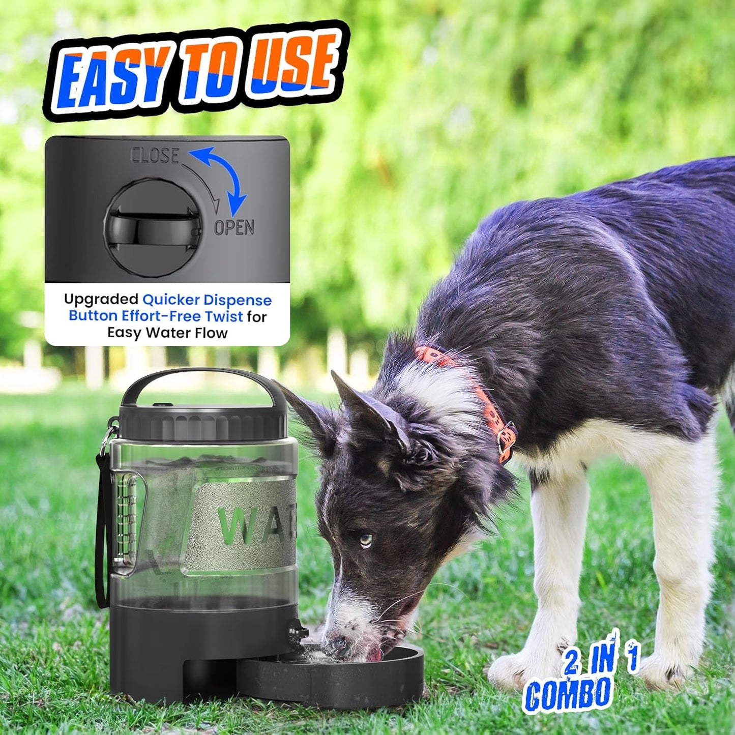 Dog Water Bowl Dispenser,Travel Dog Bowls for Camping Dog Park Hunting, 77OZ Dog Water Dispenser BPA Free