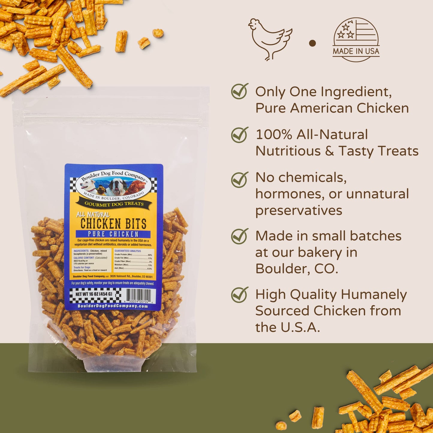 Bison Bits: Pure Bison Dog Treats - All Natural Treats for Dogs. Vet Approved, Limited Ingredient