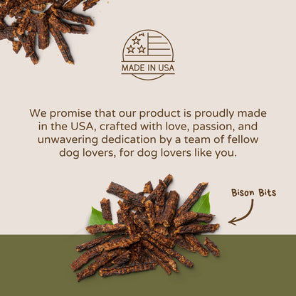 Bison Bits: Pure Bison Dog Treats - All Natural Treats for Dogs. Vet Approved, Limited Ingredient