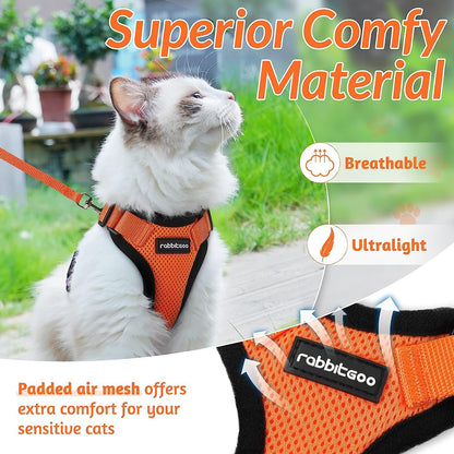 rabbitgoo Cat Harness and Leash for Walking, Escape Proof Soft Adjustable Vest