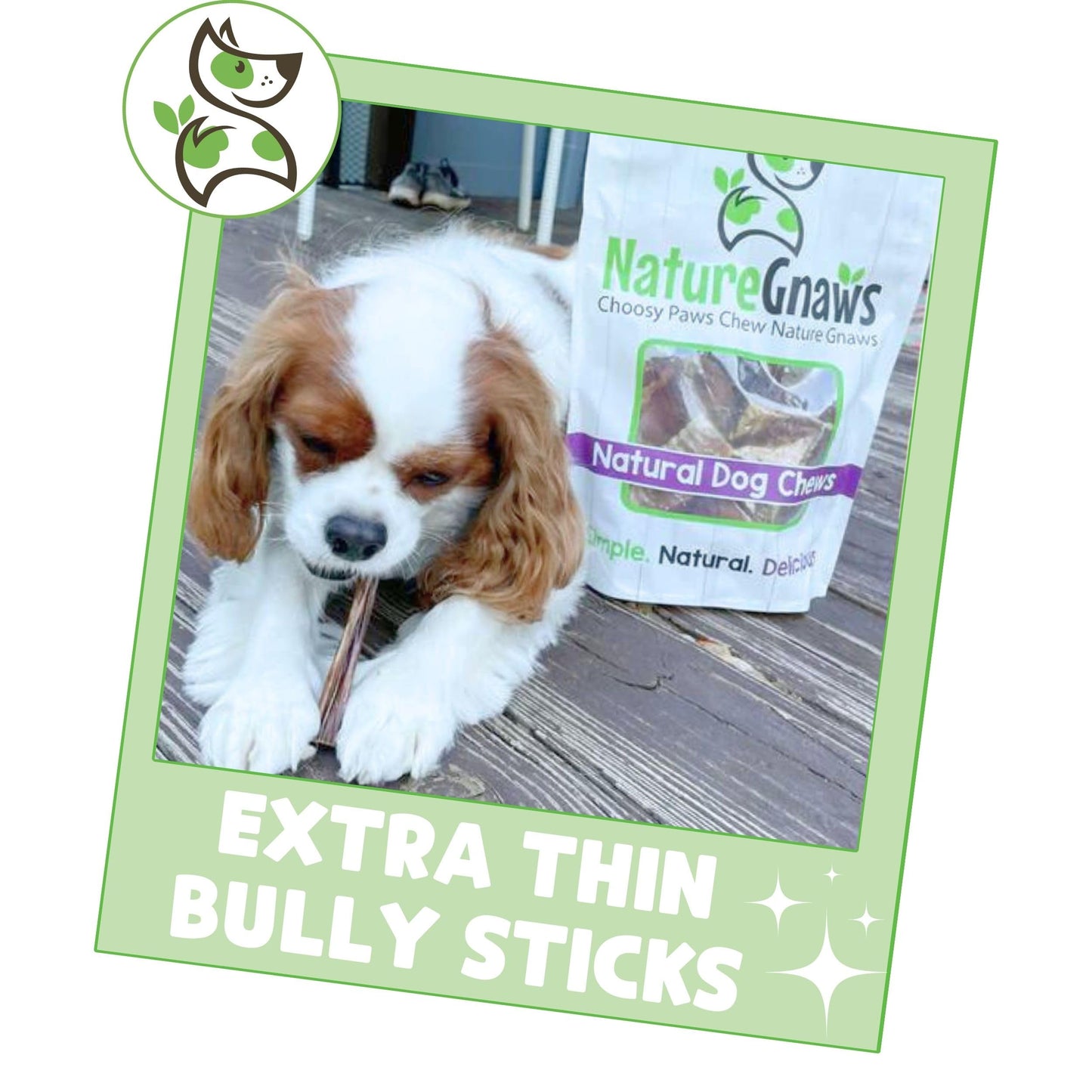 Nature Gnaws Extra Thin Bully Sticks for Small Dogs 5-6" (10 Count) - Long Lasting for Light Chewers and Puppies