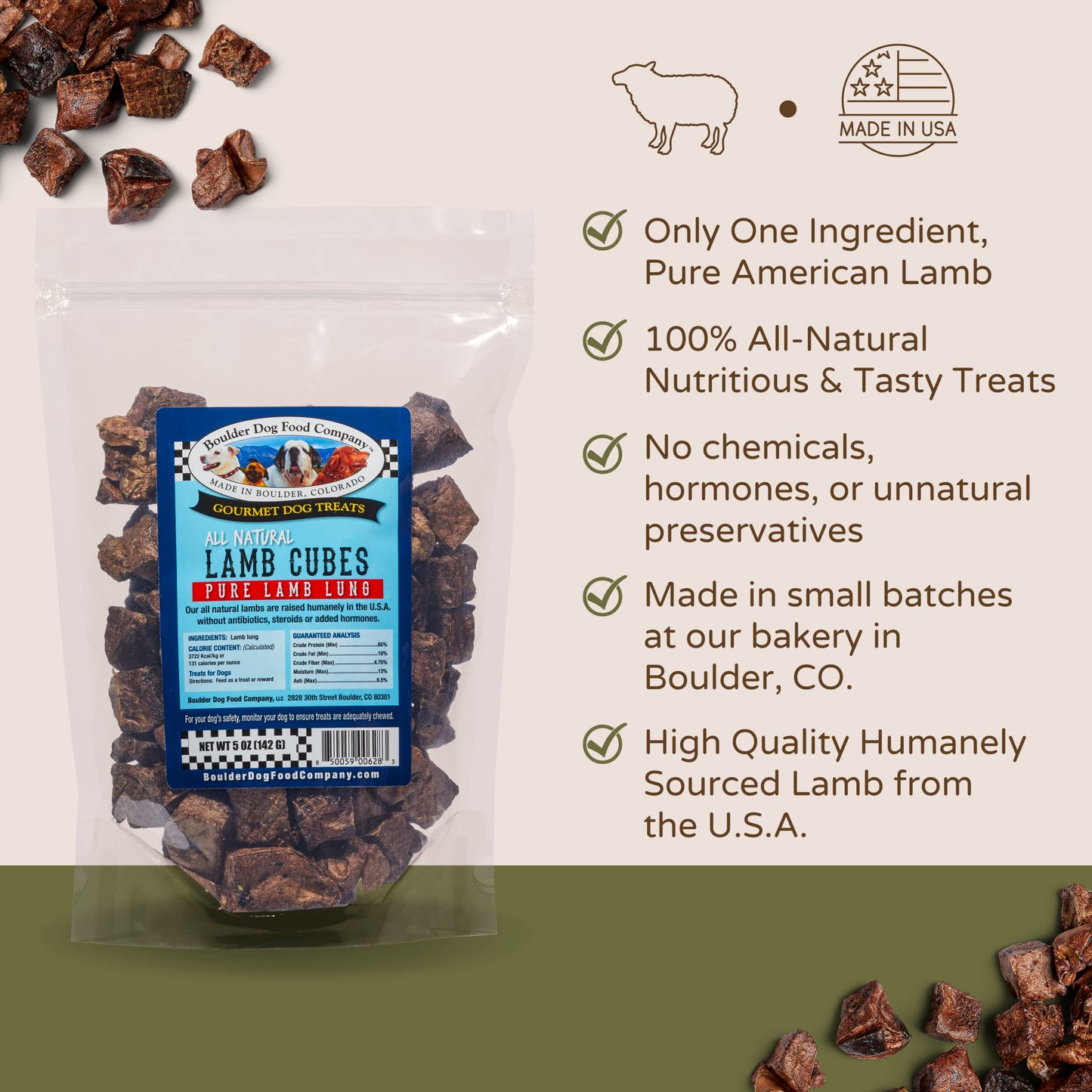 Bison Cubes: Pure Bison Dog Treats - All Natural Treats for Dogs. Vet Approved, Single Ingredient.