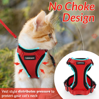 rabbitgoo Cat Harness and Leash for Walking, Escape Proof Soft Adjustable Vest