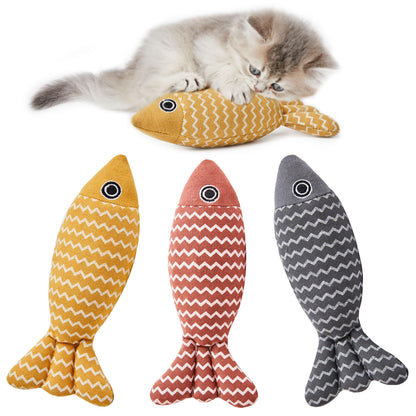 Potaroma Cat Toys Saury Fish, 3 Pack Catnip Crinkle Sound Toys Soft and Durable