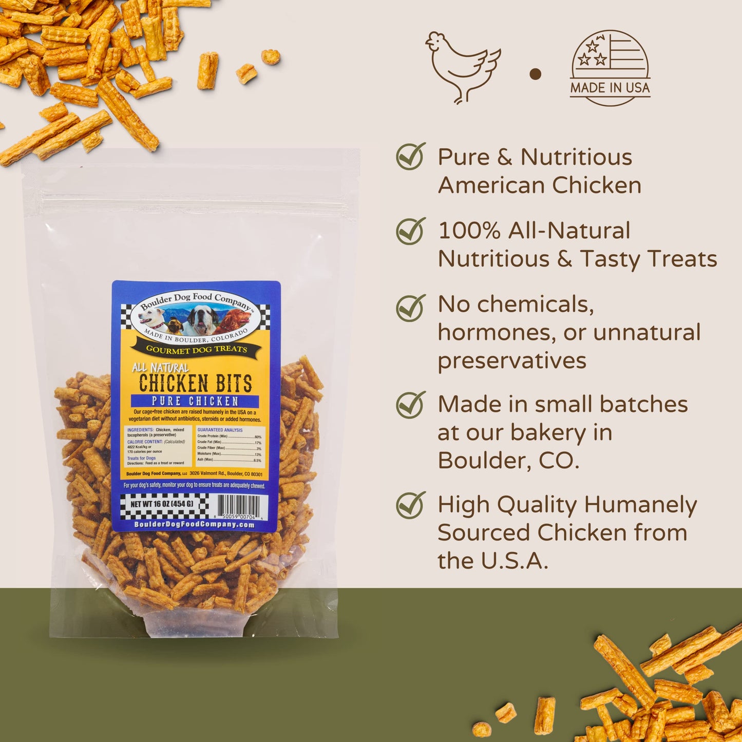 Bison Bits: Pure Bison Dog Treats - All Natural Treats for Dogs. Vet Approved, Limited Ingredient