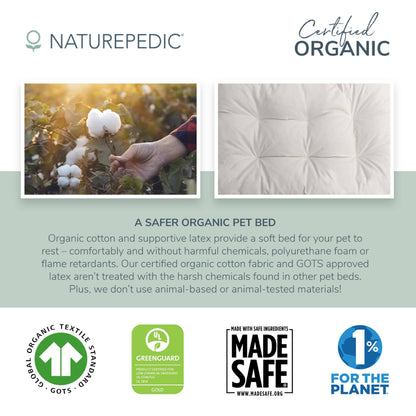 Naturepedic Organic Small Pet Bed - Super Plush Dog & Cat Beds - Ultra Supportive Dog Bed Mat - Ideal Pet Bed with No Polyurethane Foam - 23" x 17" x 3"