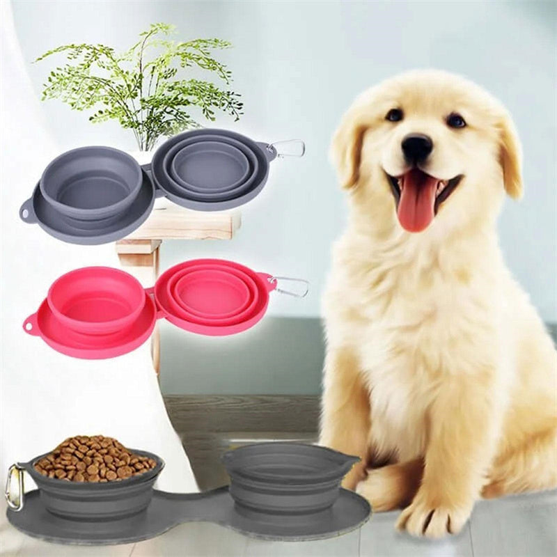 Foldable Double Dog Feeding Bowl