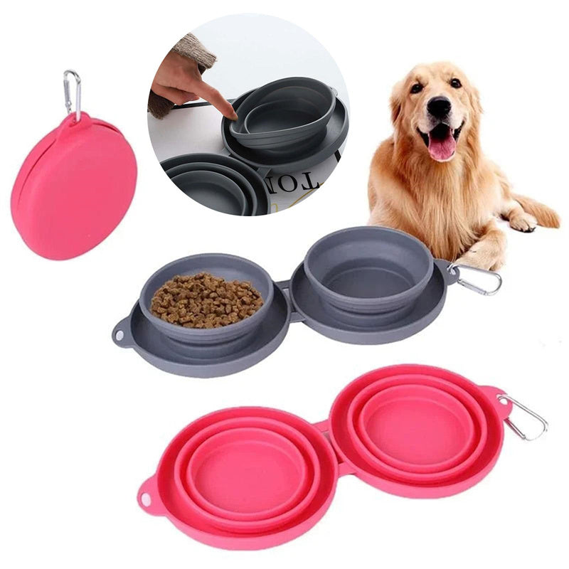 Foldable Double Dog Feeding Bowl