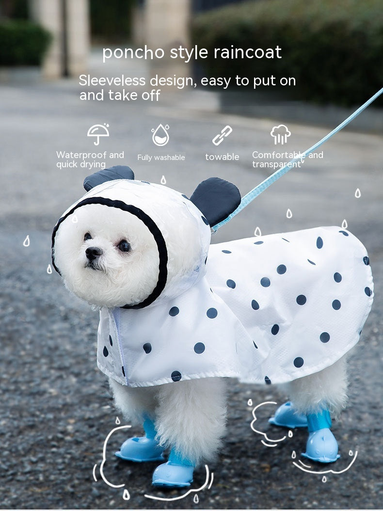 Polka Dot Bear Dog Poncho Rainproof Jacket