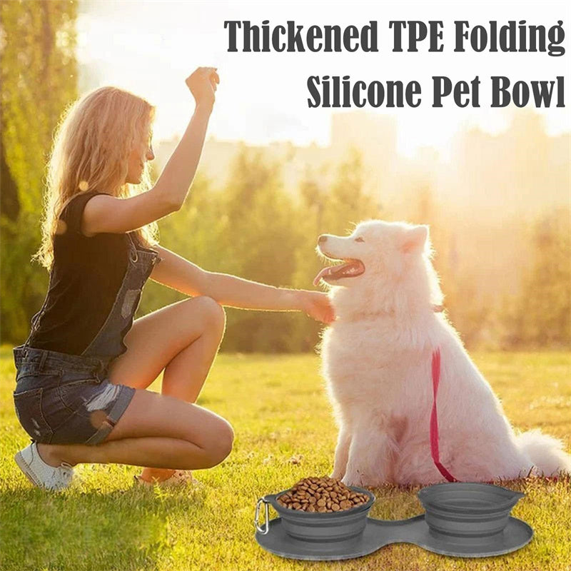 Foldable Double Dog Feeding Bowl