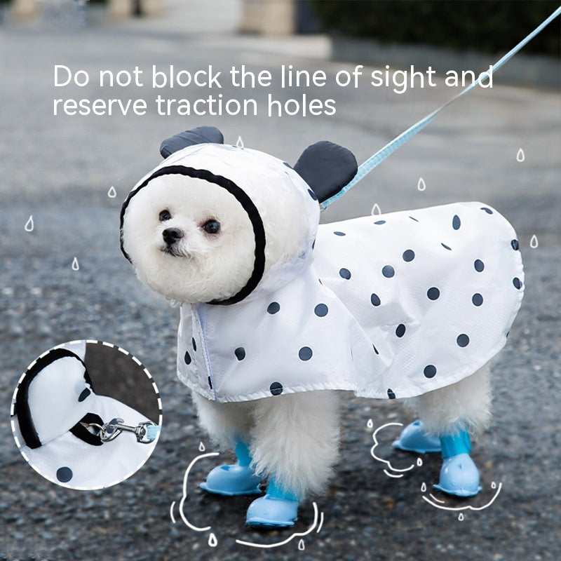 Polka Dot Bear Dog Poncho Rainproof Jacket