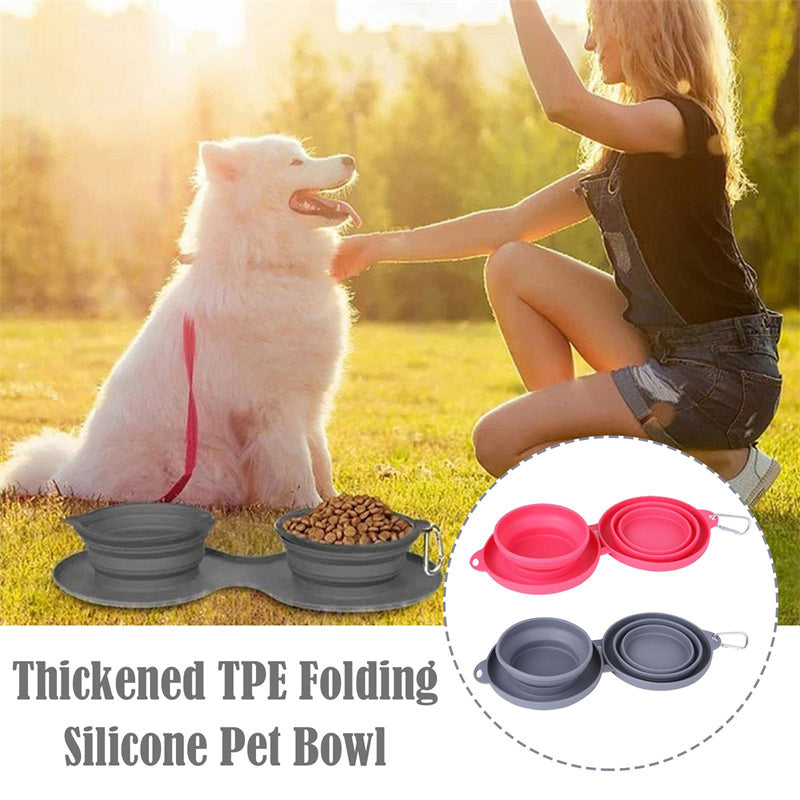 Foldable Double Dog Feeding Bowl